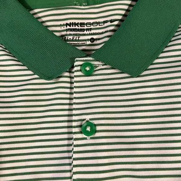 Nike Golf Dri-Fit Men's Striped Polo Shirt - Green and White Medium - Picture 7 of 7